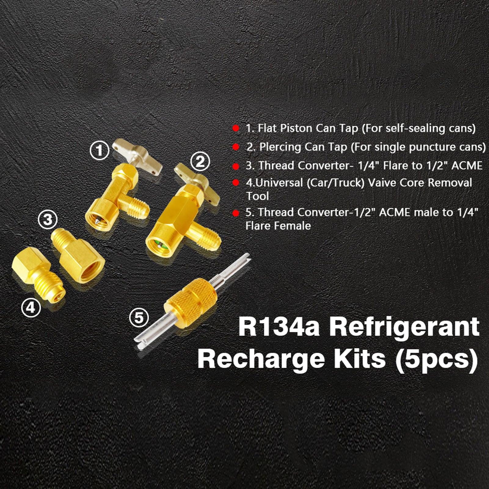 R134A Self Sealing Can Tap Valve Brass Puncture Style Dispenser Valve with Refrigerant Tank Adapters for Air Condition