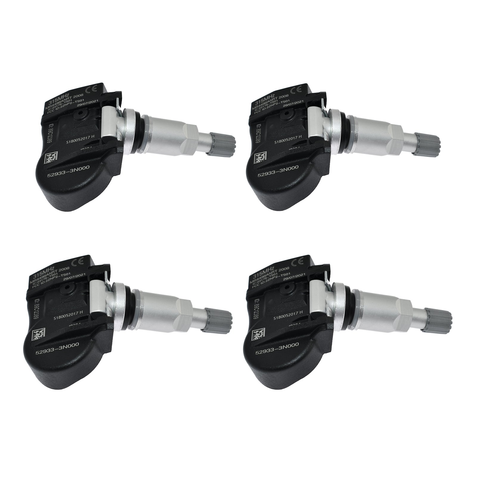 4Pcs Compact PRO Series 315MHz TPMS Tire Pressure Sensor | Preprogrammed for Select 25+ Korean Brand Models Rubber Valve Stem 529332M550 529333N000