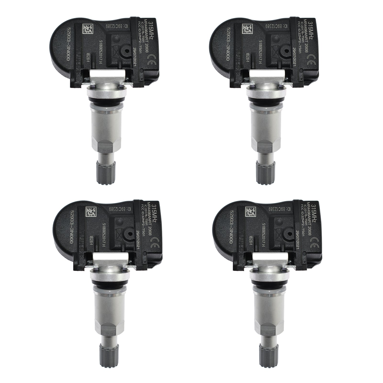 4Pcs Compact PRO Series 315MHz TPMS Tire Pressure Sensor | Preprogrammed for Select 25+ Korean Brand Models Rubber Valve Stem 529332M550 529333N000