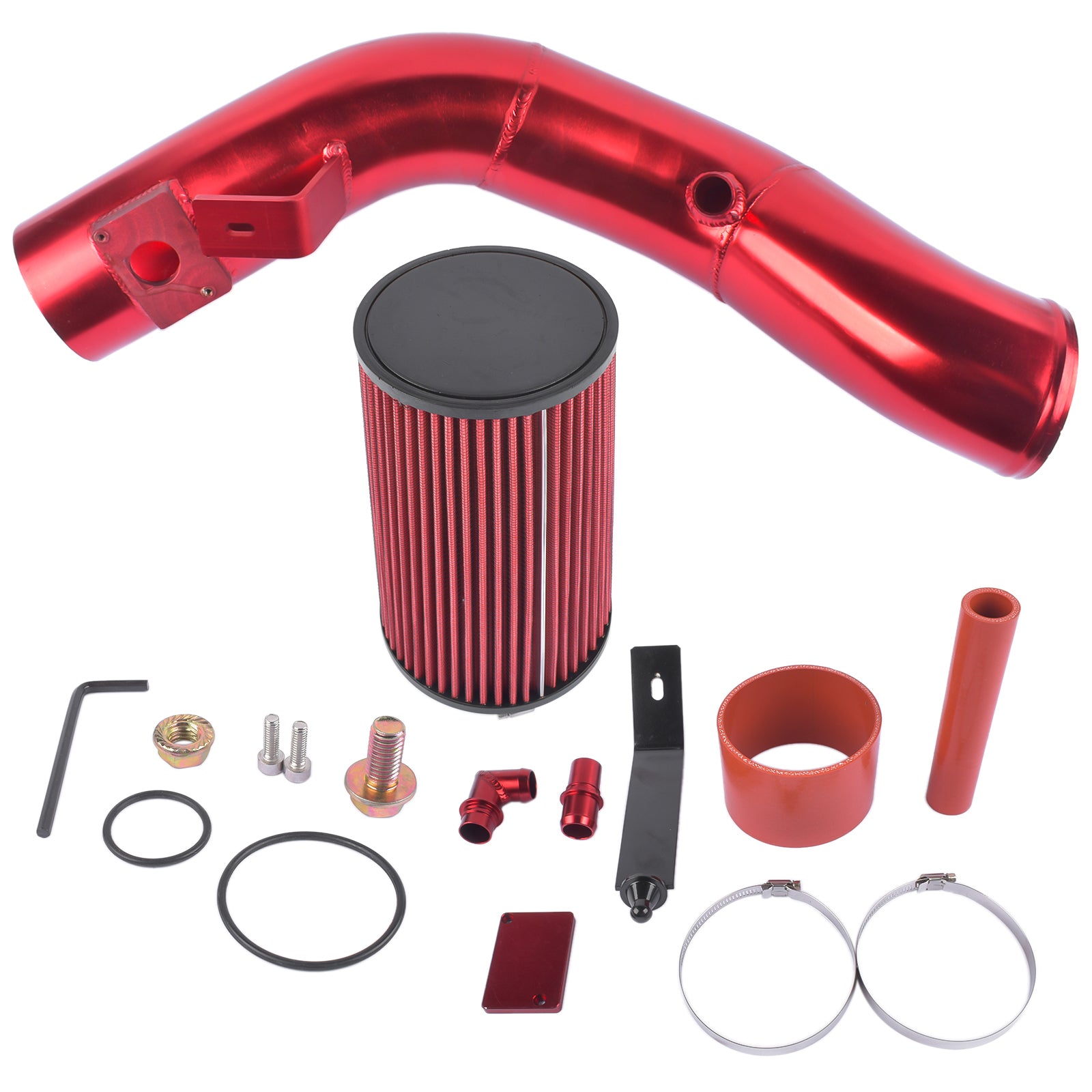 Cold Air Intake Kit (Red) for Ford F-250 F-350 F-450 F-550 Powerstroke Diesel 6.0L 2003 2004 2005 2006 2007