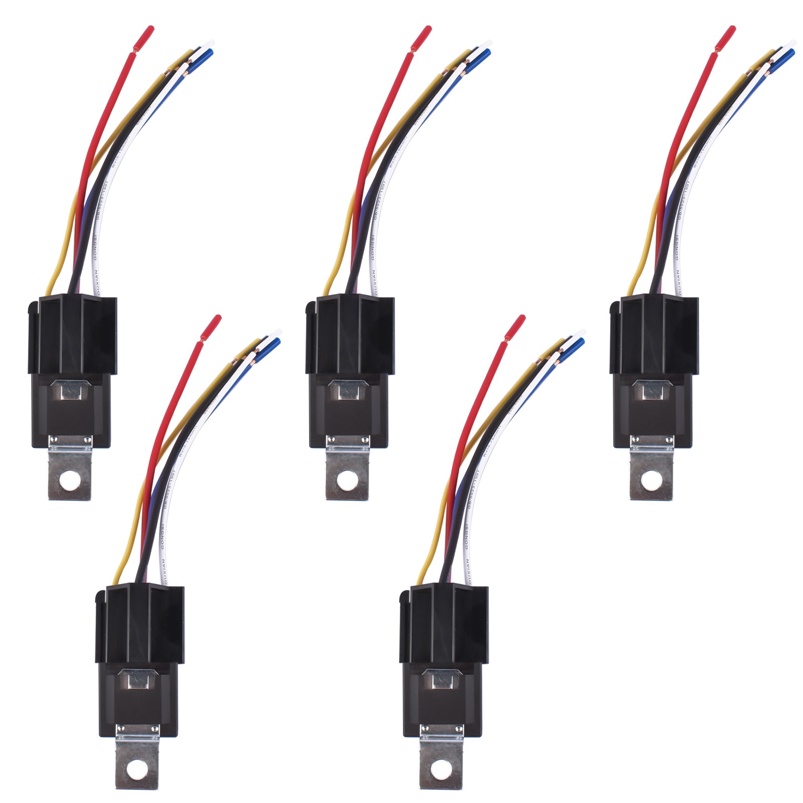 5Pcs Relays Switch 5Pin Harness Socket 12 Volt 40 Amp 5-Prong Waterproof Automotive Car SPDT