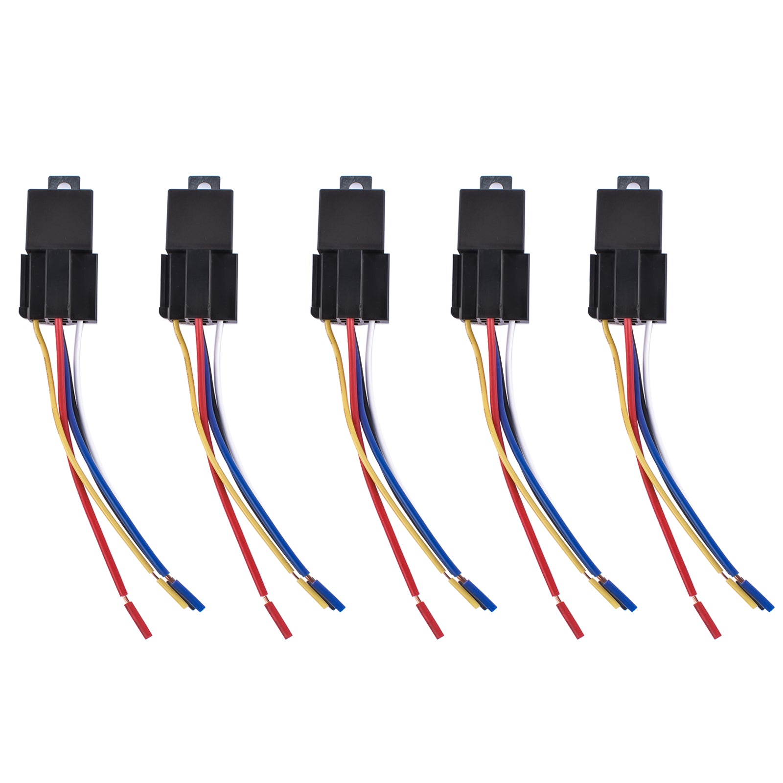 5Pcs Relays Switch 5Pin Harness Socket 12 Volt 40 Amp 5-Prong Waterproof Automotive Car SPDT