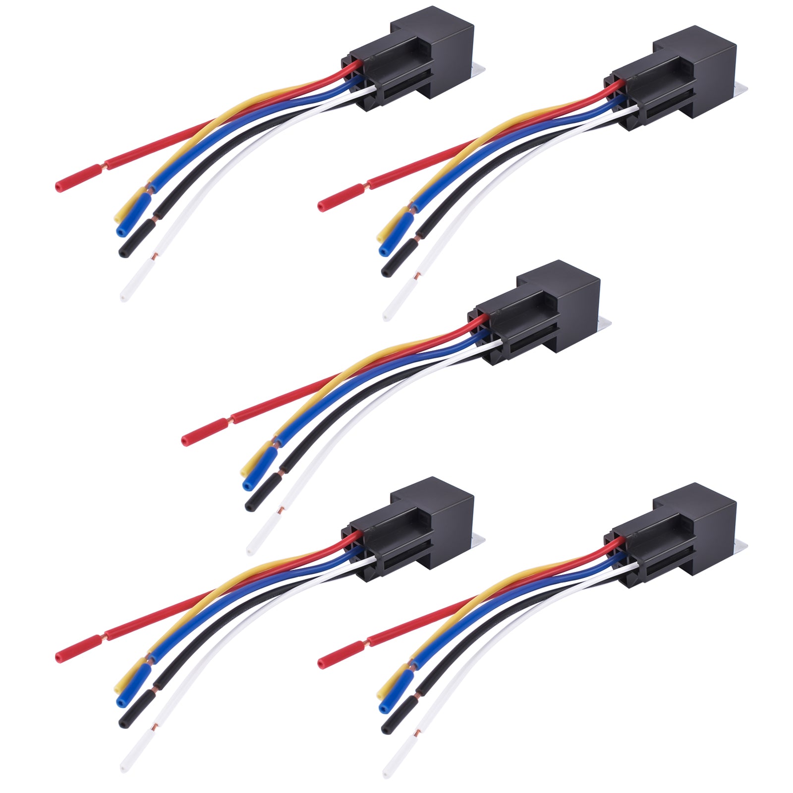 5Pcs Relays Switch 5Pin Harness Socket 12 Volt 40 Amp 5-Prong Waterproof Automotive Car SPDT