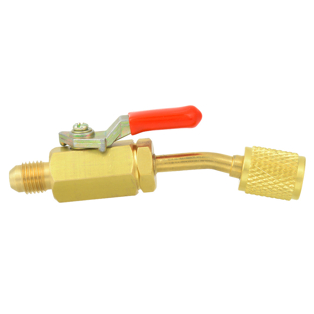 1/4in Arc Brass Manual Shut off Ball Valve R12/R134A/R410A for Refrigeration Equipment(Red)