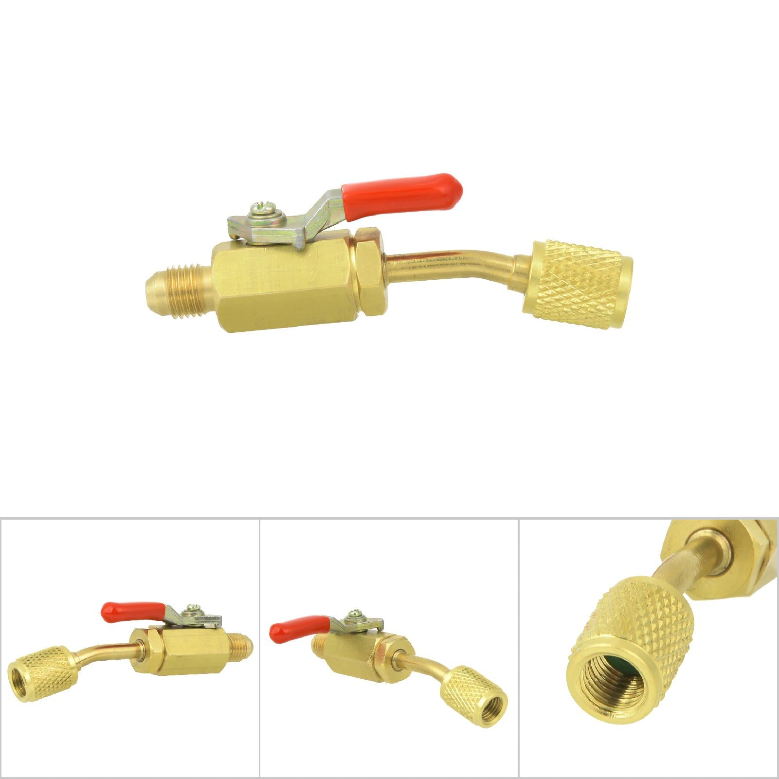 1/4in Arc Brass Manual Shut off Ball Valve R12/R134A/R410A for Refrigeration Equipment(Red)